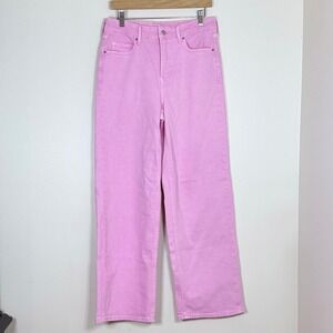 Old Navy Womens Sky Hi Wide Leg Jeans Size 6 Pink Secret Smooth Pockets Colorful